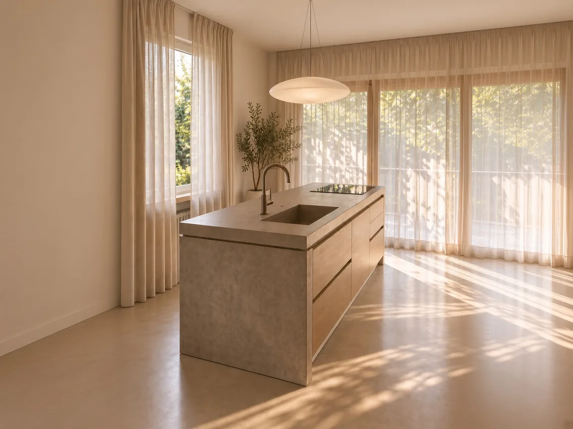 Cucina con isola in una casa a Bardolino, sul Lago di Garda